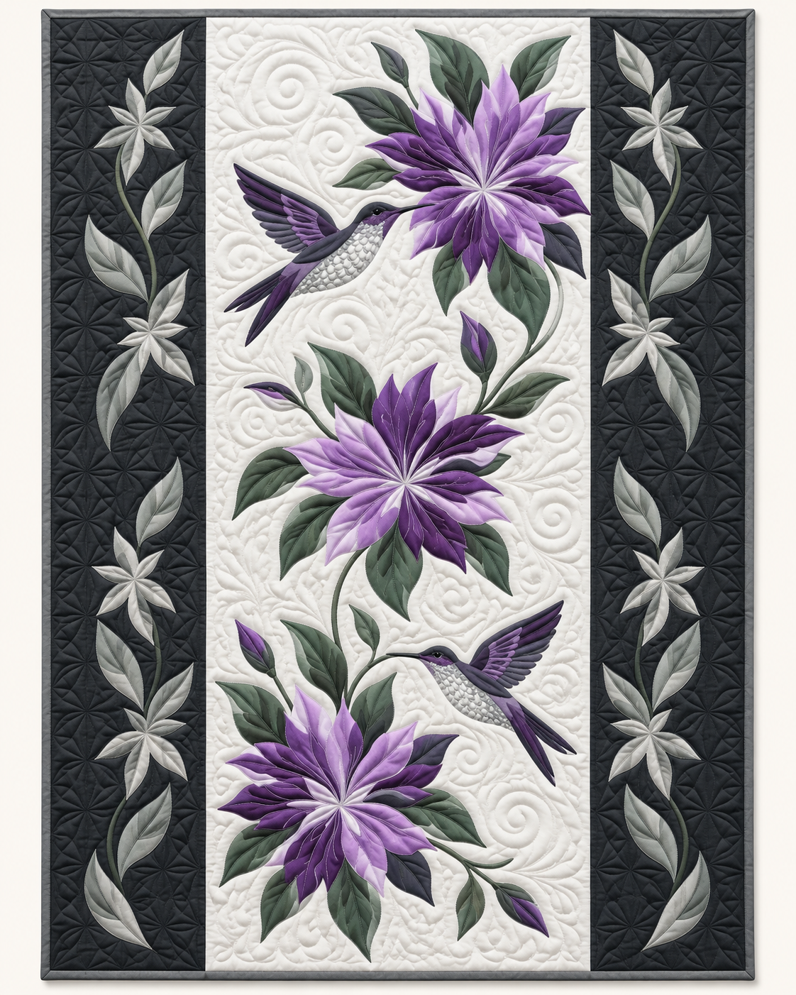 Violet Hummingbird Panel TD101026536 Quilt Blanket