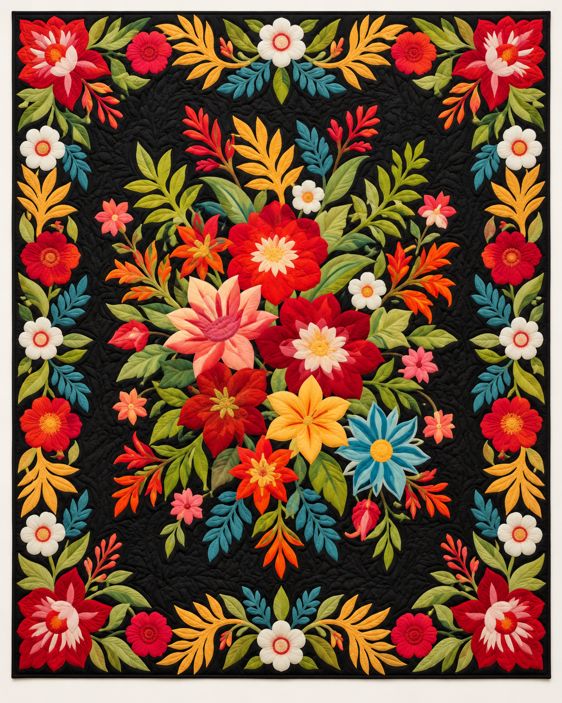 Vivid Floral Frame TD101026538 Quilt Blanket