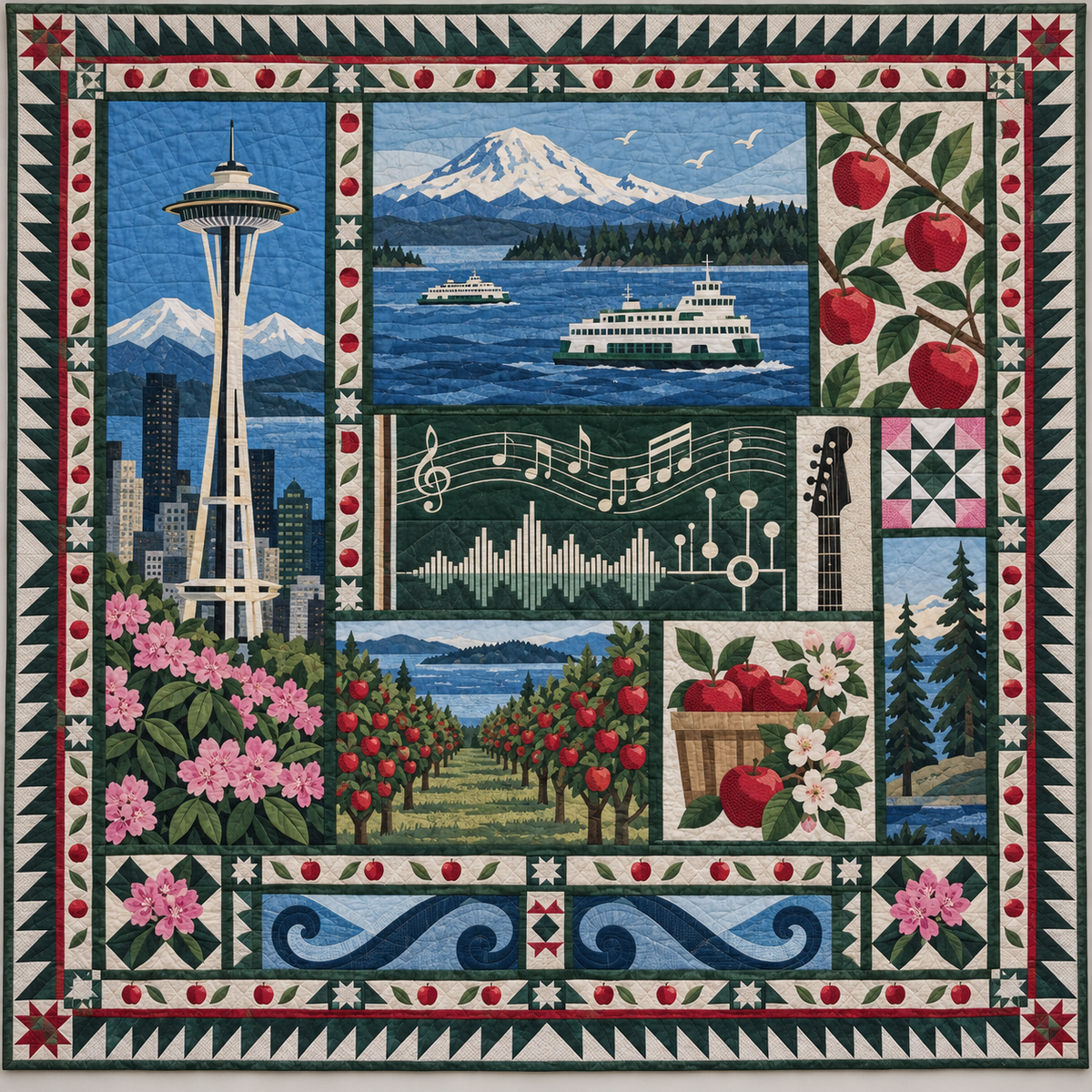 Washington Sound City Orchard TD1410261141 Quilt Blanket