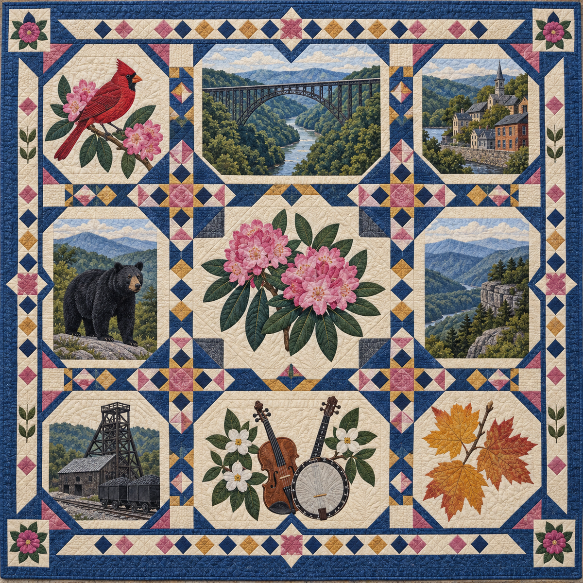 West Virginia Landmark Windows TD181026883 Quilt Blanket