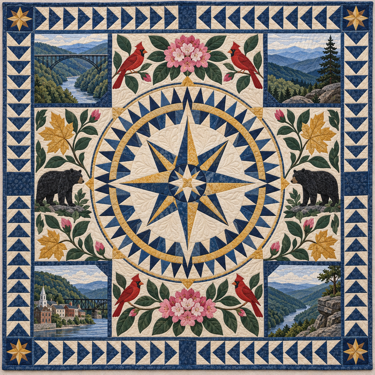 West Virginia Radiant Compass TD181026887 Quilt Blanket
