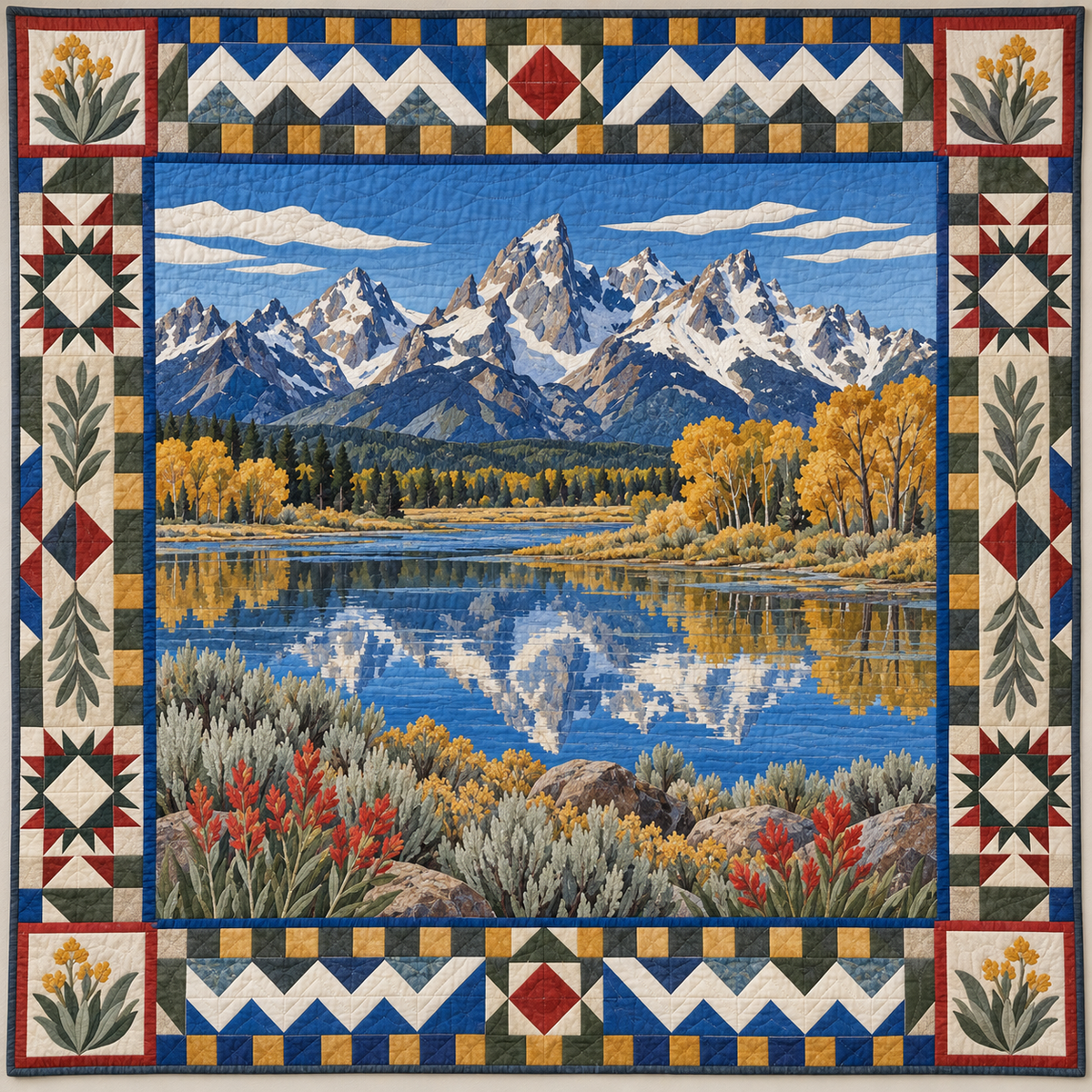 Wyoming Teton Mirror And Sage TD1410261148 Quilt Blanket