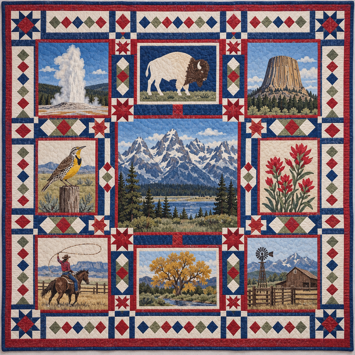 Wyoming Landmark Windows TD181026893 Quilt Blanket