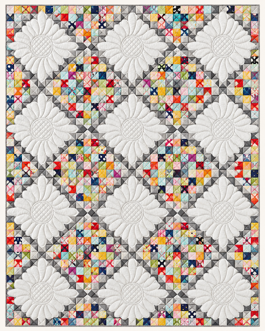 White Daisies And Scrap Squares TD101026549 Quilt Blanket