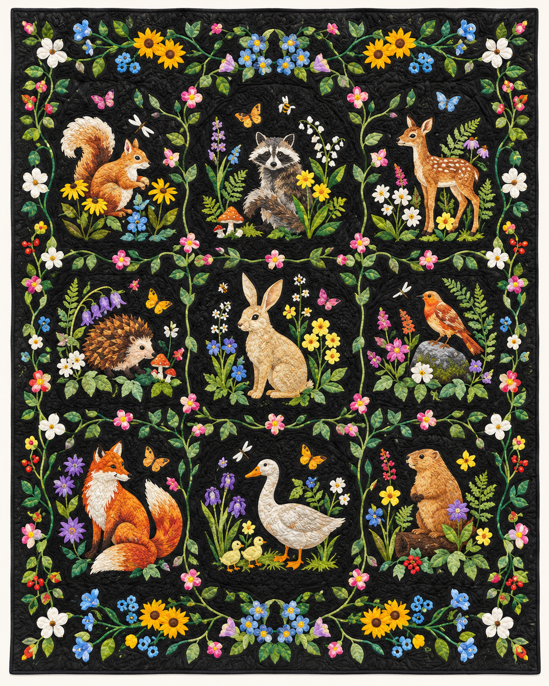 Woodland Animal Garden TD101026560 Quilt Blanket