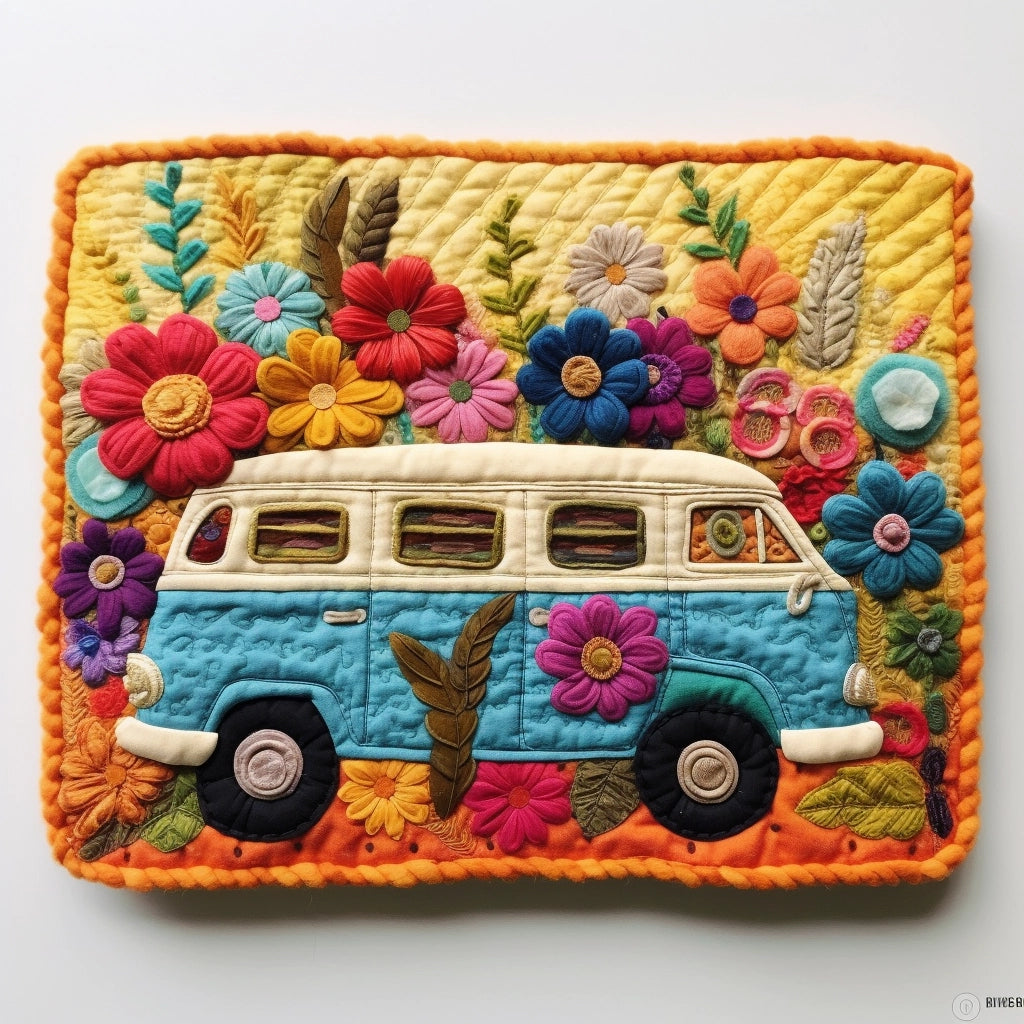 Hippie RV Car TAI040124261 Quilted Placemats