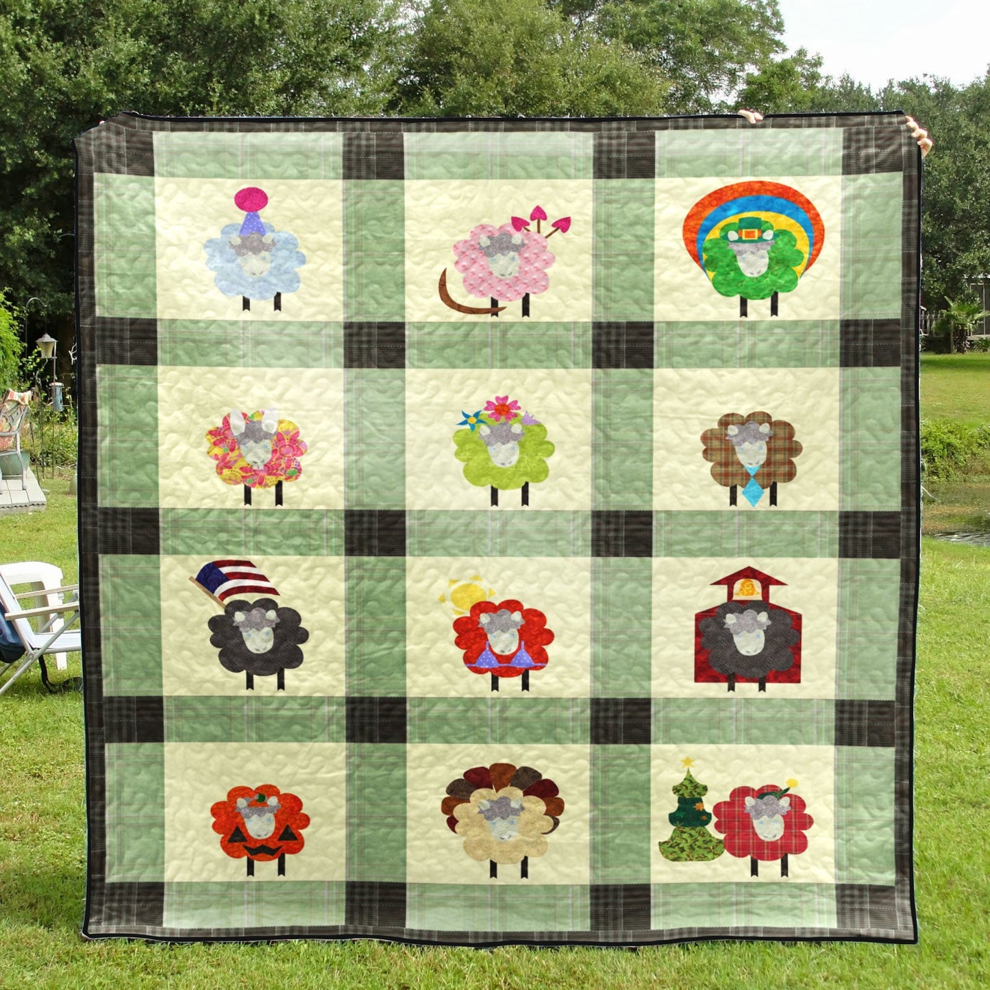 12 Months Sheep Holiday CLA2910002Q Quilt Blanket