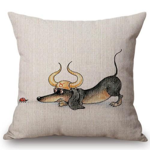 12 Zodiac Funny Dachshund Taurus CL07100011P Throw Pillow Covers
