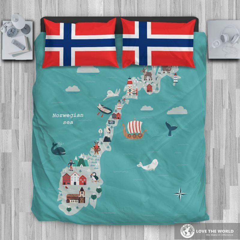 Norway Map With Flag CLA24102382B Bedding Sets