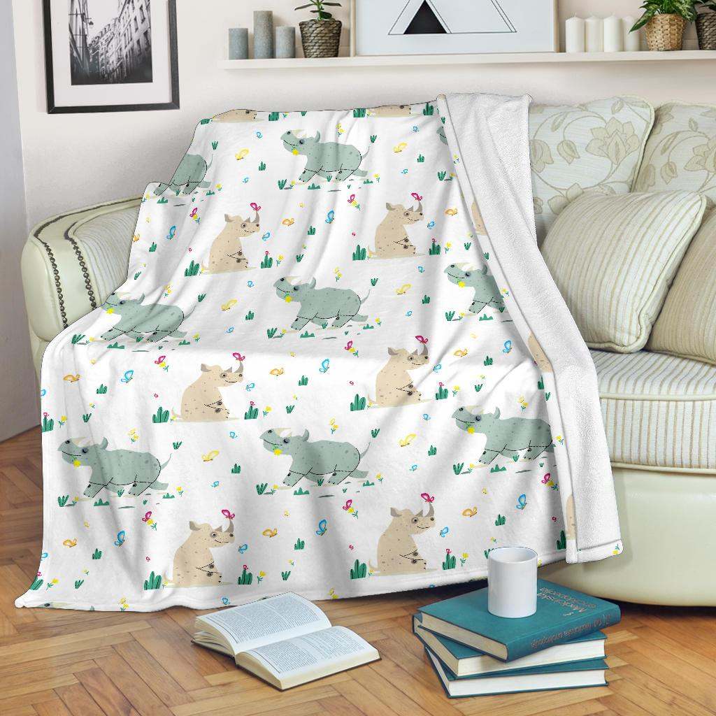 Cute Rhino pattern CLA2810342F Sherpa Fleece Blanket
