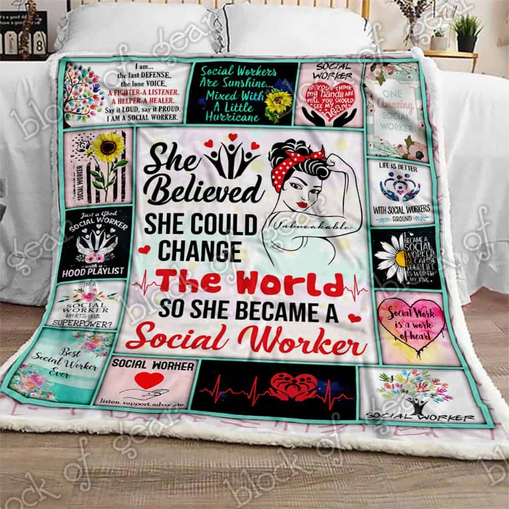 Social Worker CLA07110500F Sherpa Fleece Blanket