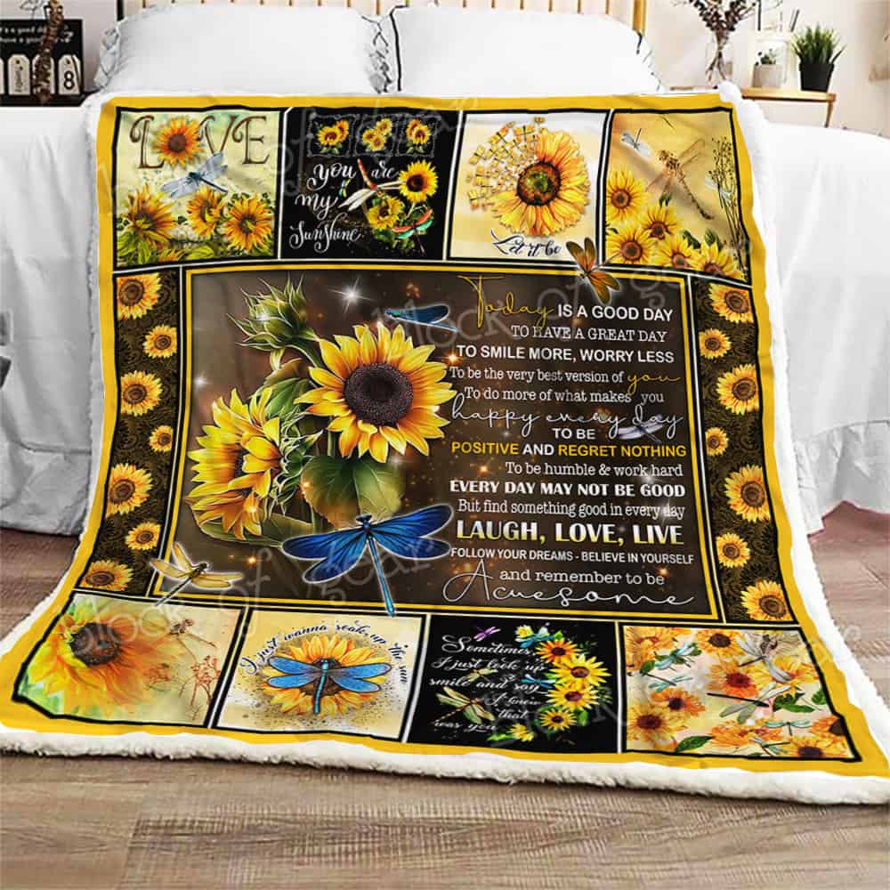 Dragonfly And Sunflower CLA08110480F Sherpa Fleece Blanket