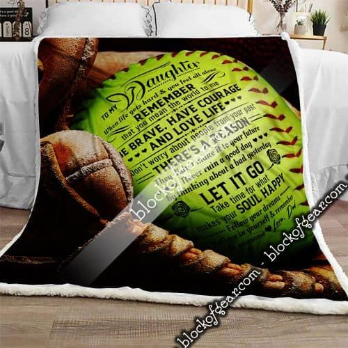 Dad To Daughter Softball CL08110094MDF Sherpa Fleece Blanket