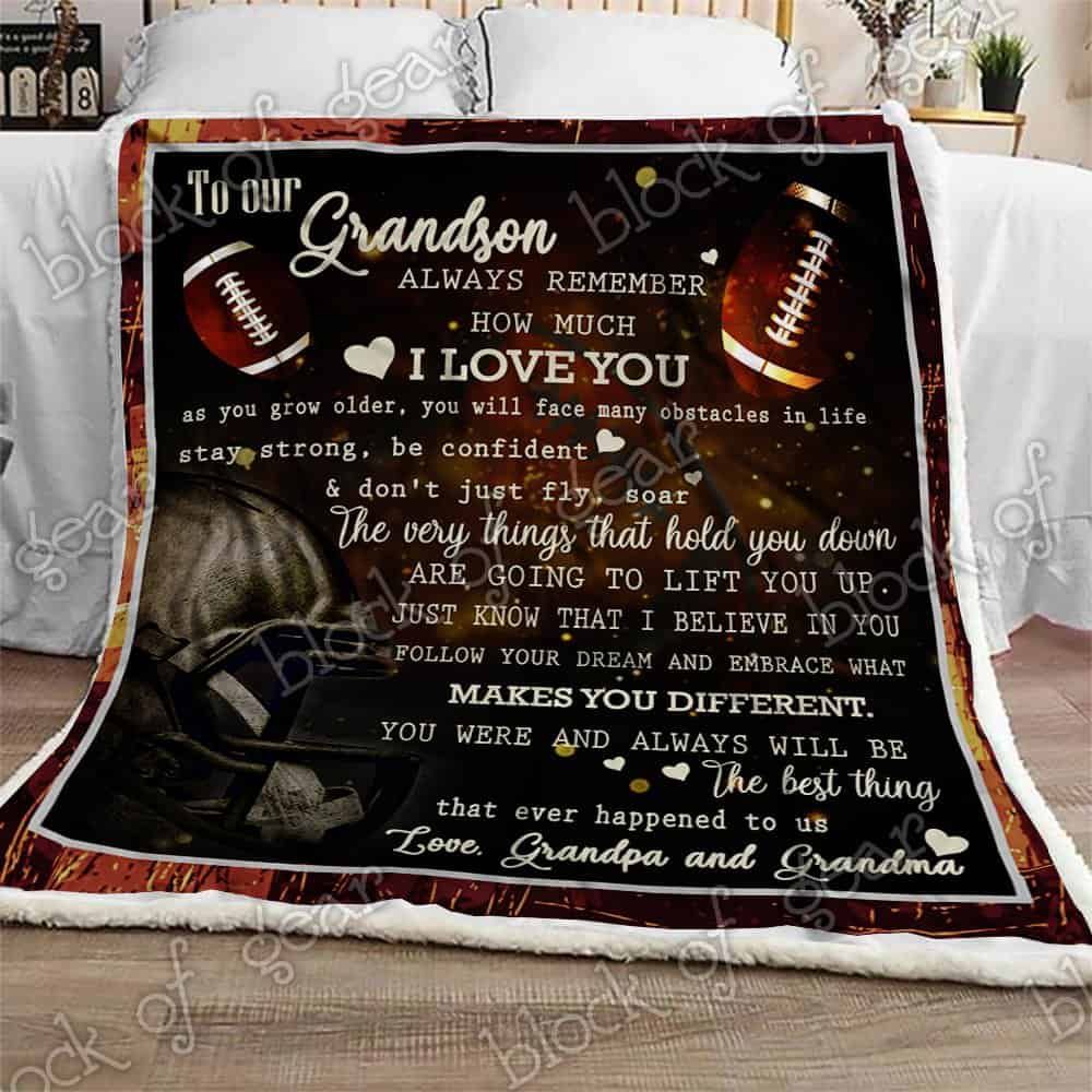 To Our Football Grandson CLA1111671F Sherpa Fleece Blanket