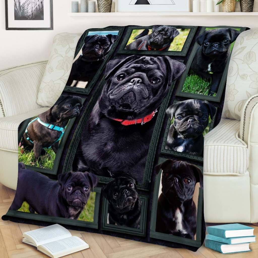 Pug Beauty Black CLA29110029F Sherpa Fleece Blanket
