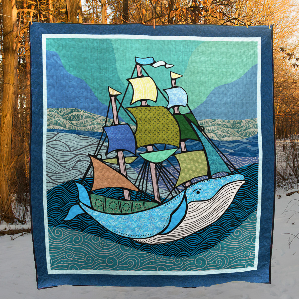 Boat And Whale HT280602 Quilt Blanket
