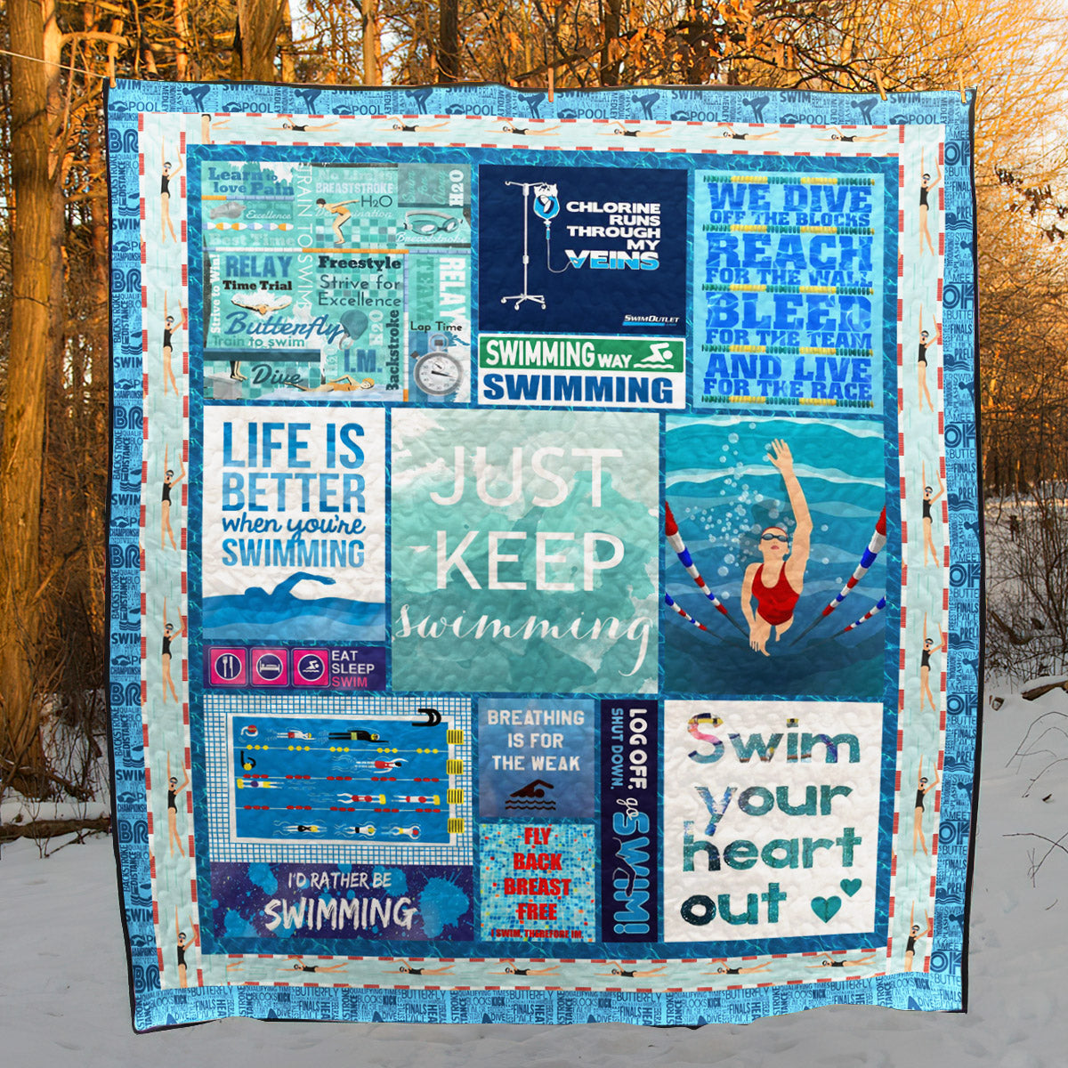 Just Keep Swimming CLT150636 Quilt Blanket
