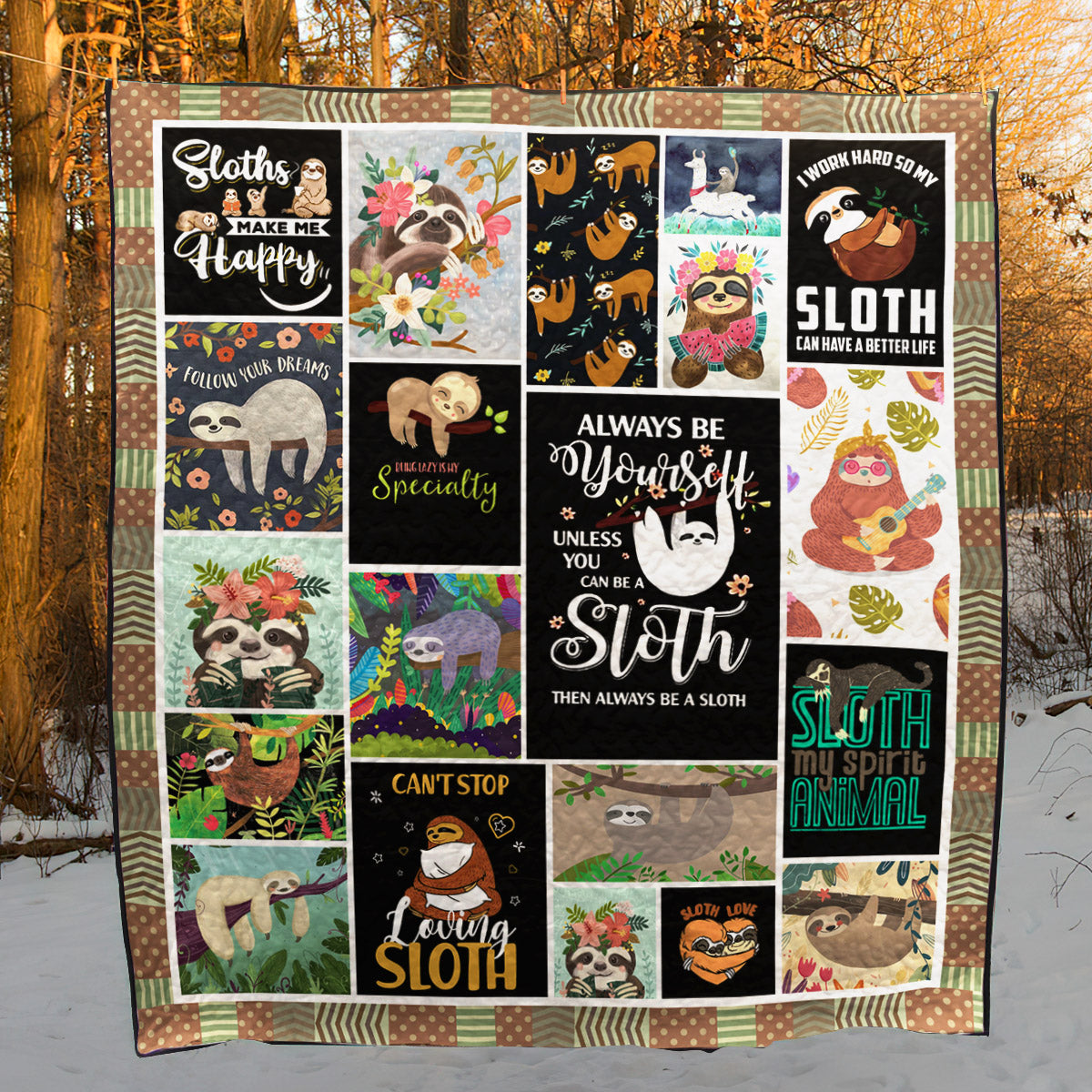 Sloth Makes Me Happy PK290571 Quilt Blanket