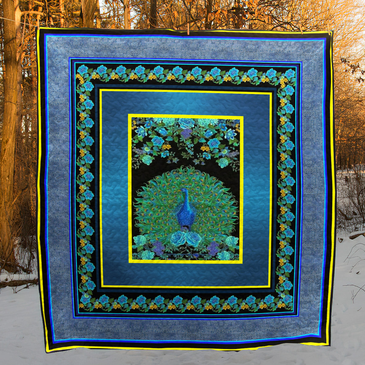 Peacock And Flowers CLT150648 Quilt Blanket