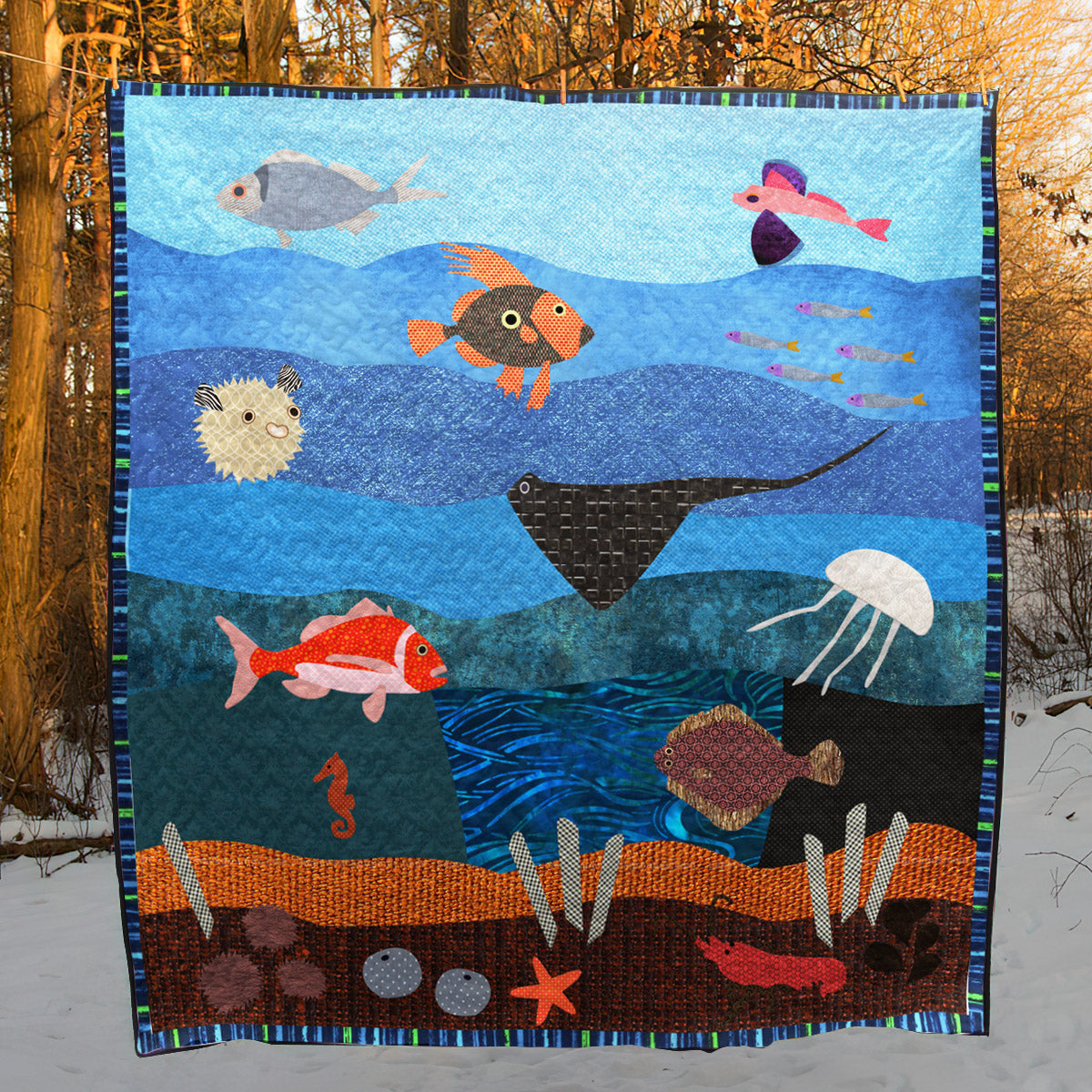 Ocean Scene CLP260628 Quilt Blanket