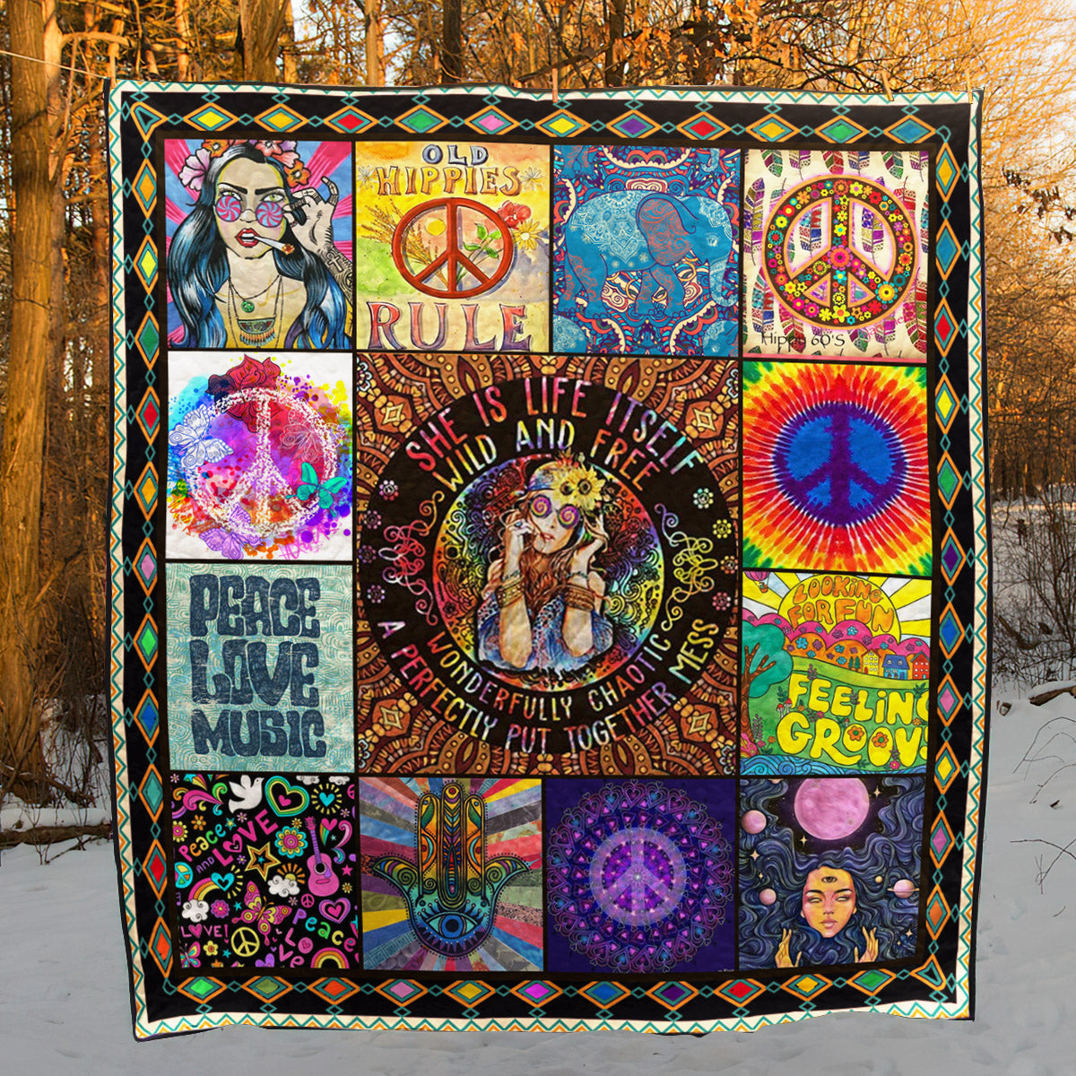 Hippie BI030805C TBG Quilt Blanket