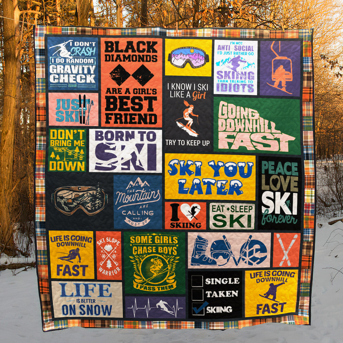 Skiing TU070802C TBG Quilt Blanket