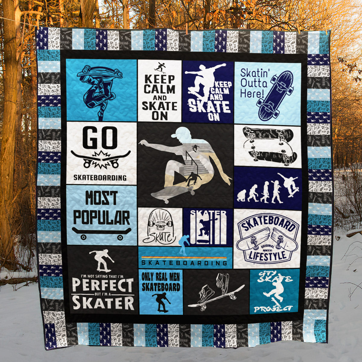 Skateboarding NN110632 Quilt Blanket