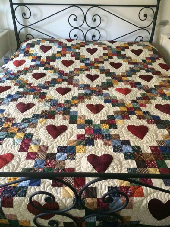 Heart Block Pattern CLA15112345 Quilt Blanket