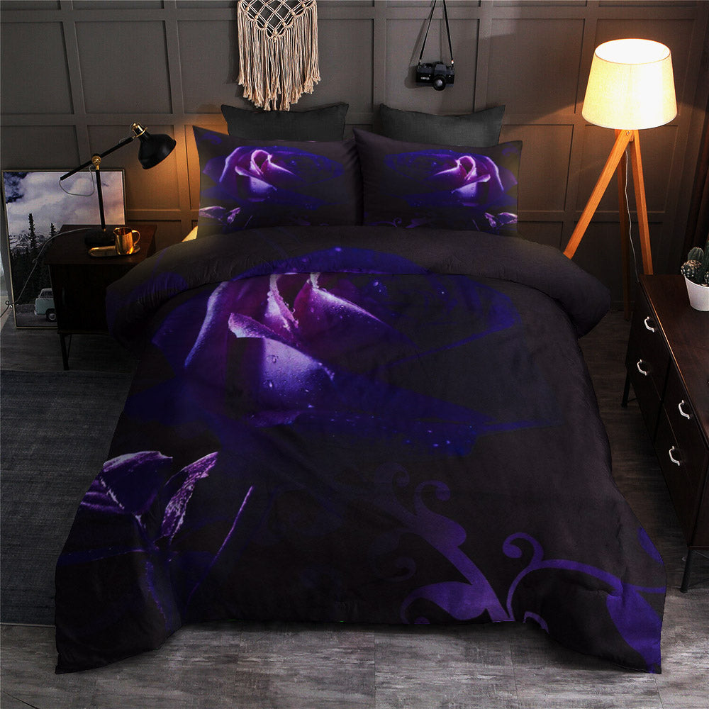 3D Black Purple Rose CLA22100476B Bedding Sets