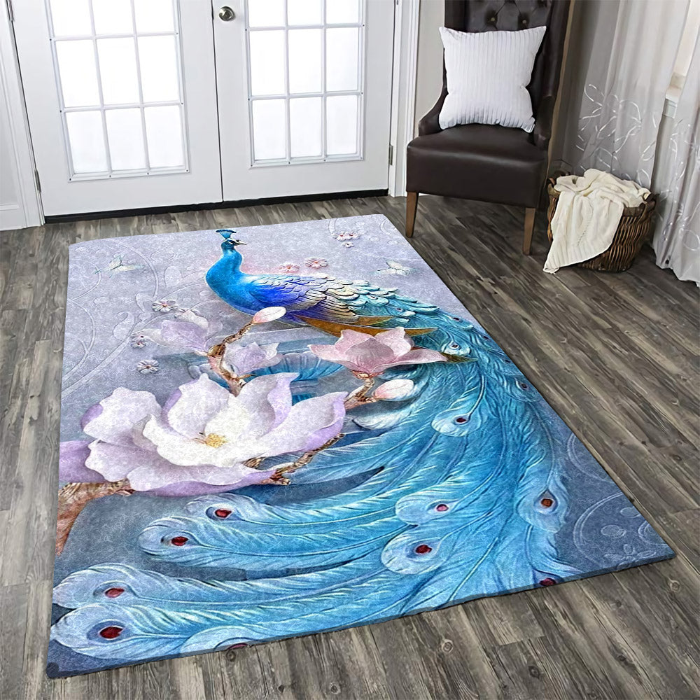 3d Blue Peacock HN1111365R Rug