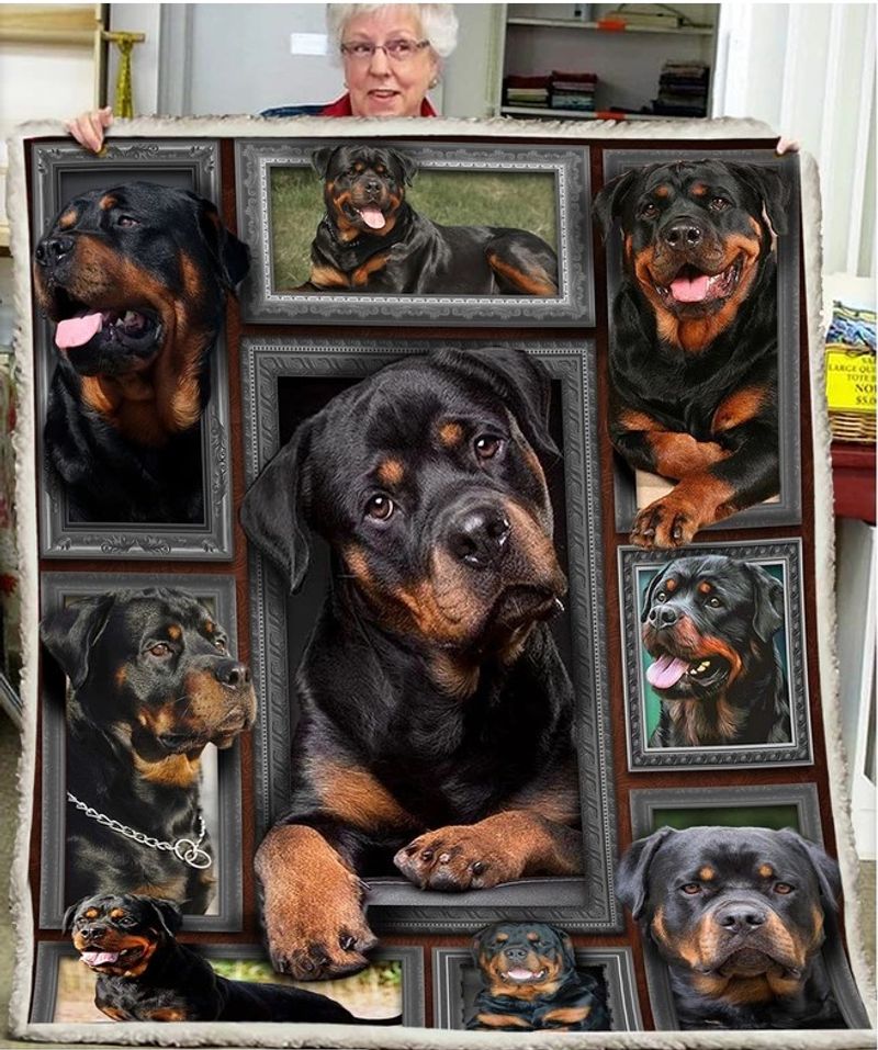 3d Huge Rottweiler CLH0212001F Sherpa Fleece Blanket