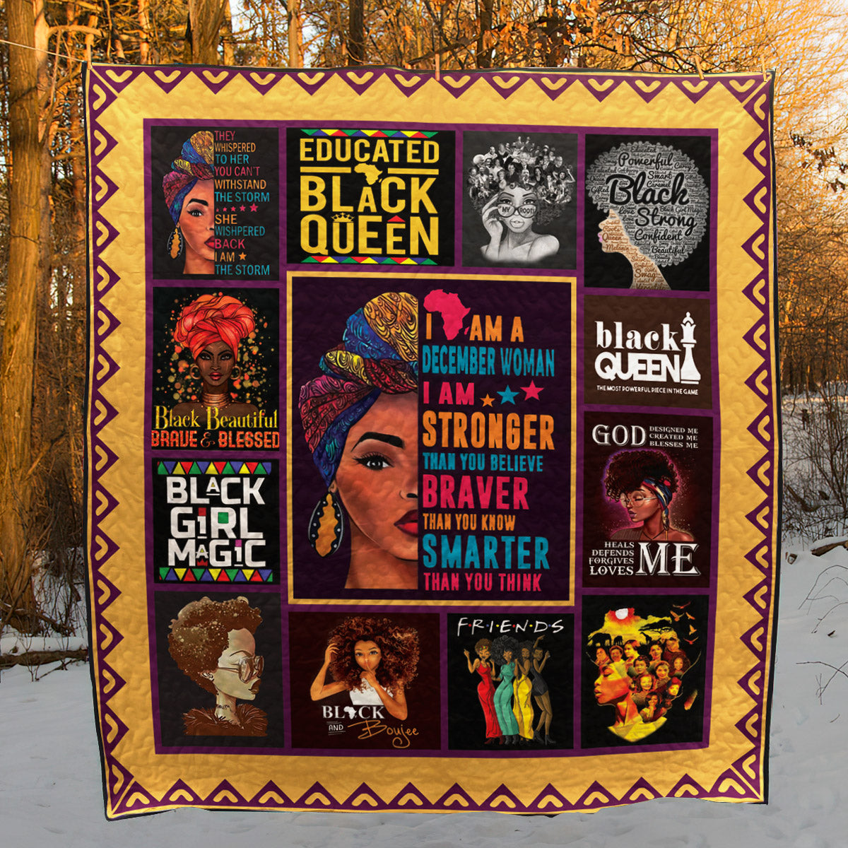 A December Woman Stronger Braver Smarter Black Queen CLM3110004 Quilt Blanket