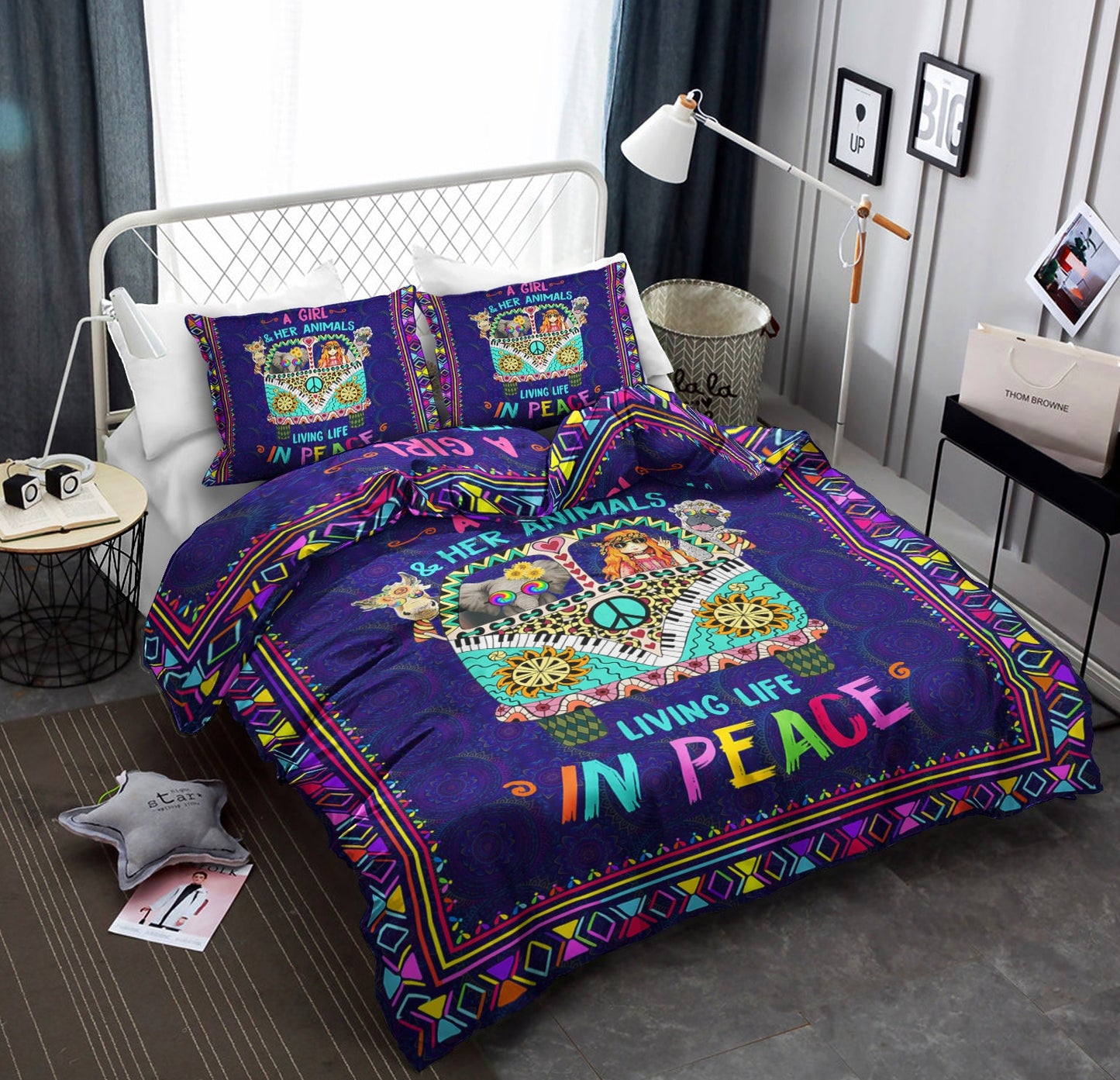 A Girl And Her Animal Living Life In Peace Bedding Sets TL060701BS