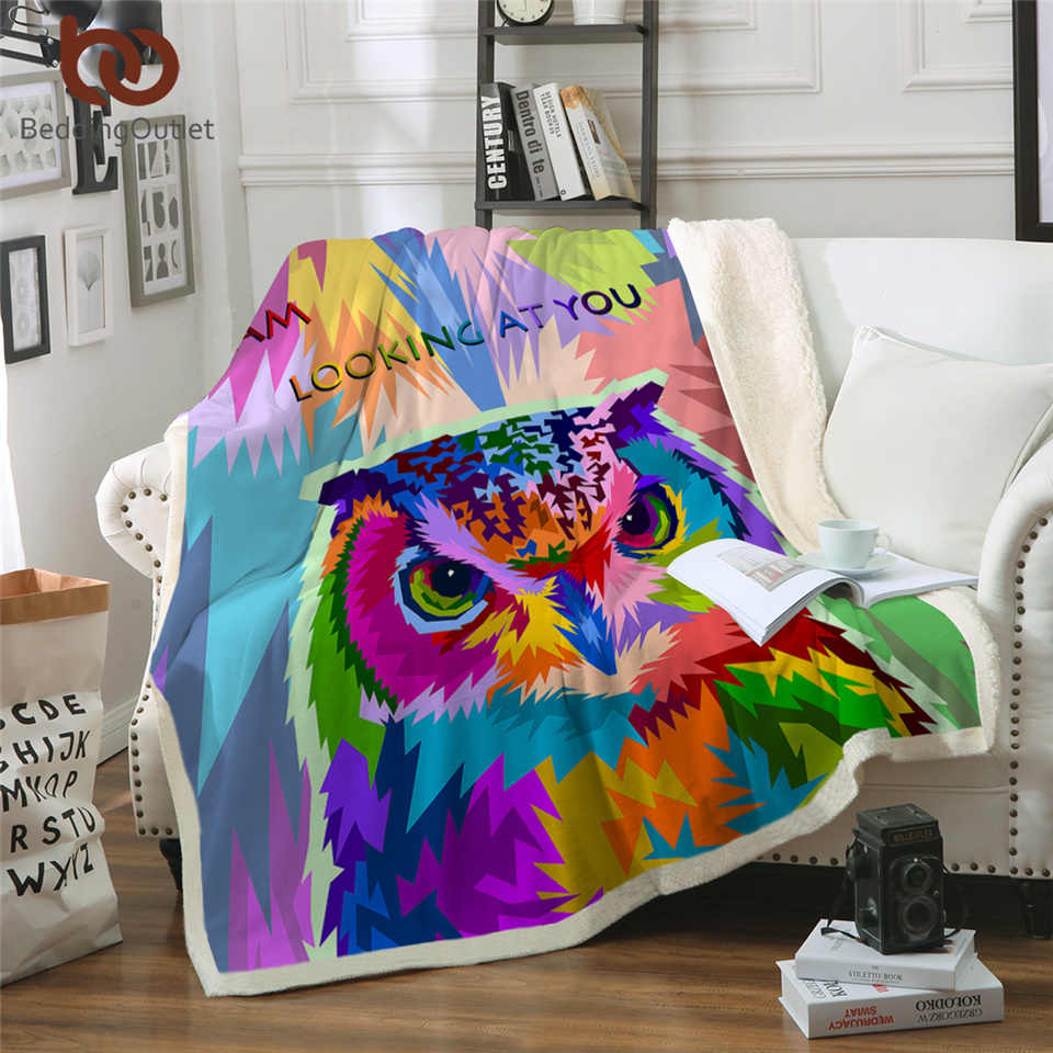 Abstract Owl CLP0512003TT Sherpa Fleece Blanket