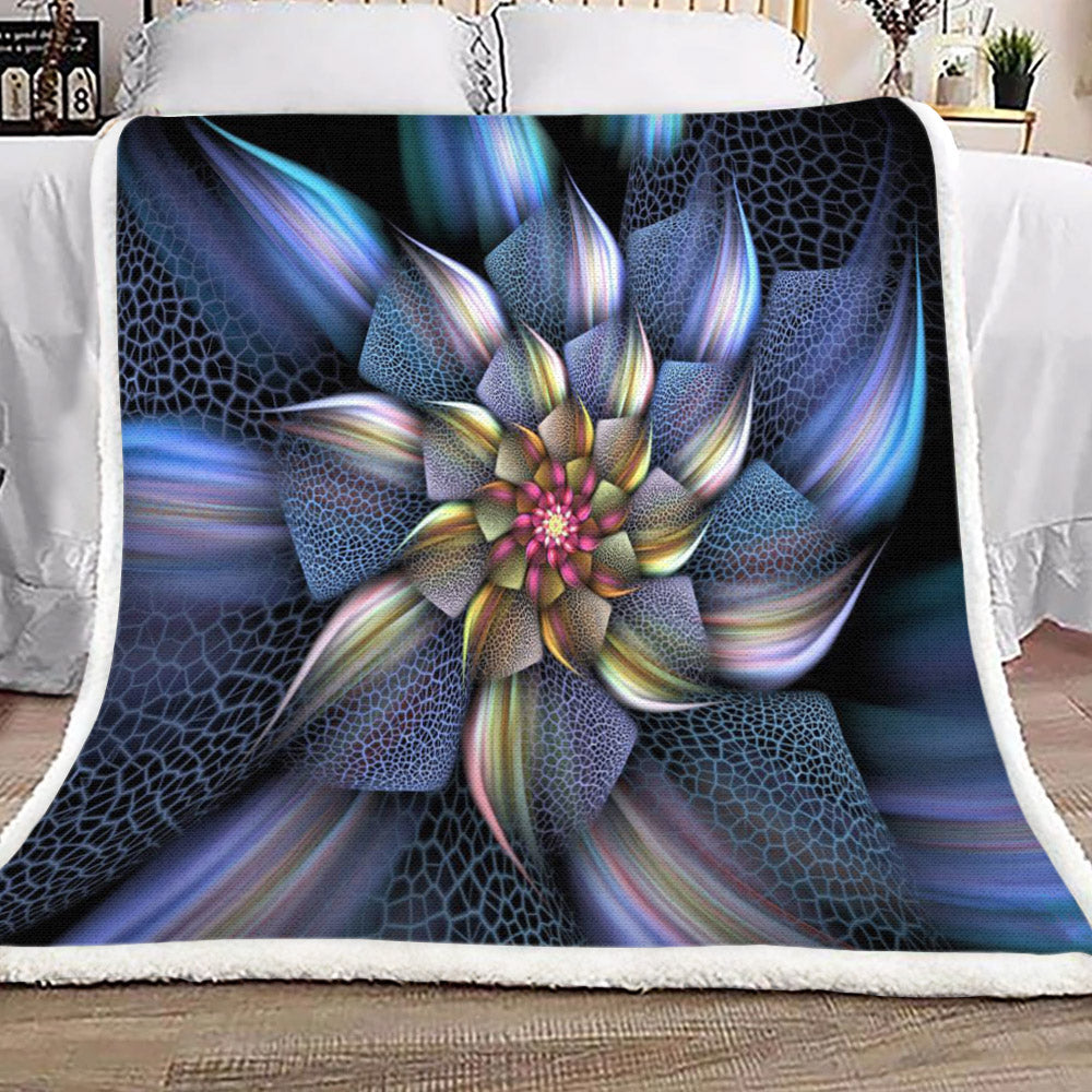 Abstract Purple Glow Flower HN0711239F Sherpa Fleece Blanket