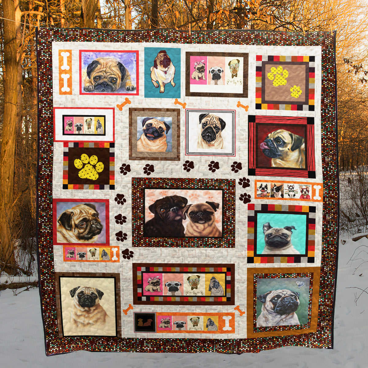 Adorable Pug CLH2111008Q Quilt Blanket