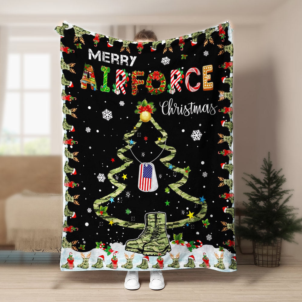 Airforce Christmas CL240801MD Sherpa Fleece Blanket
