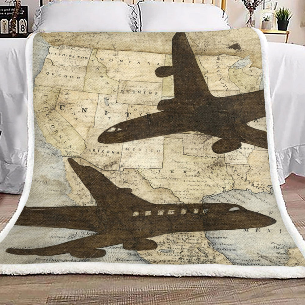 Airplane NN1010003TT Sherpa Fleece Blanket