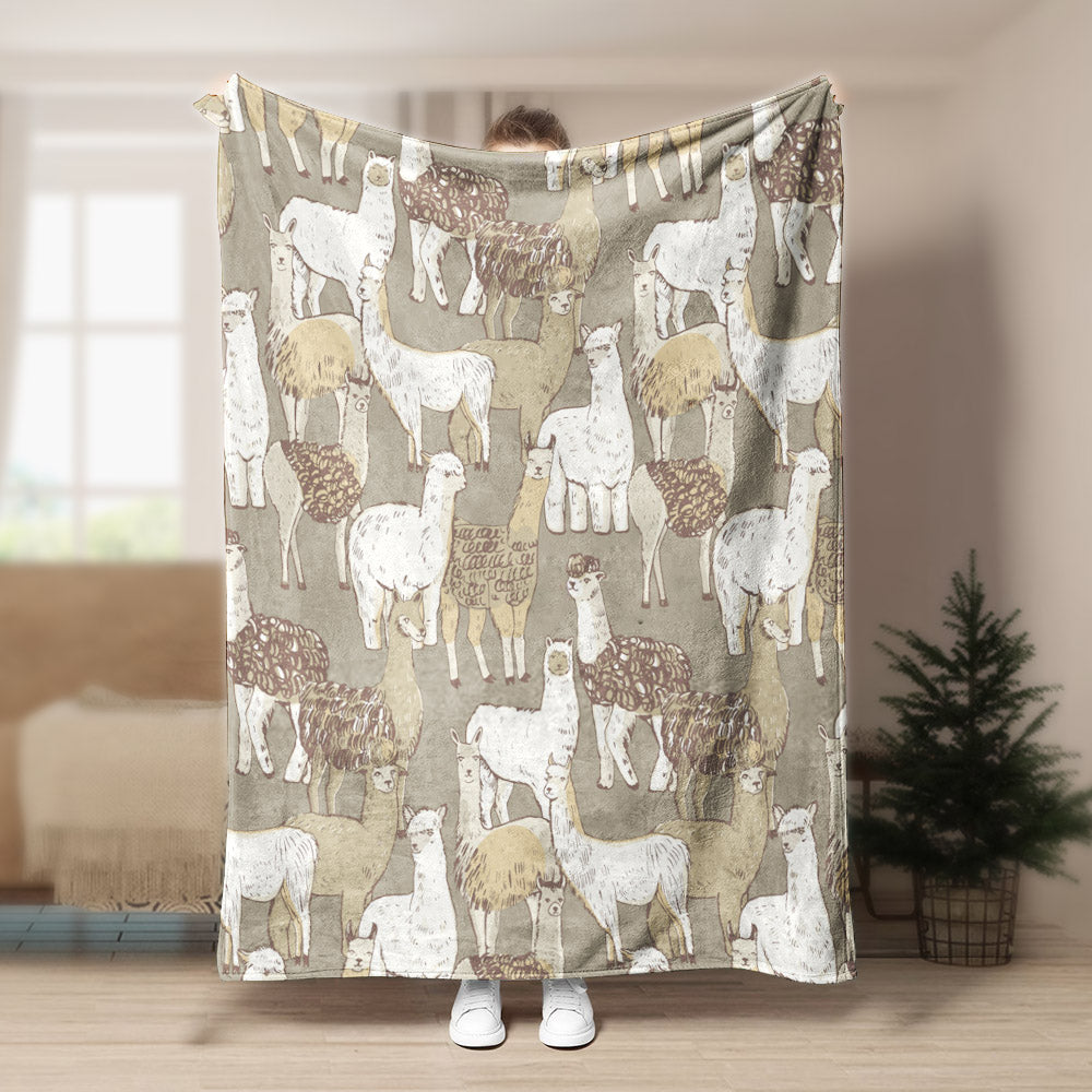 Alpaca Pattern CLA15100114F Sherpa Fleece Blanket