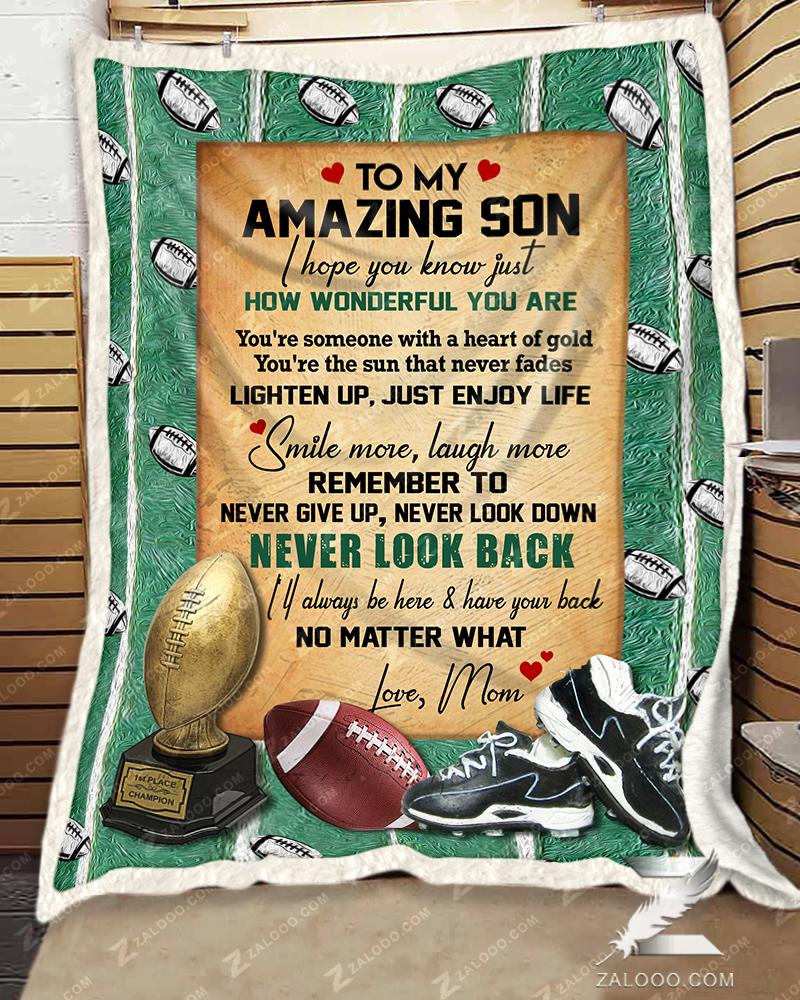 American Football For Son From Mom Never Look Back CL29110003MDF Sherpa Fleece Blanket