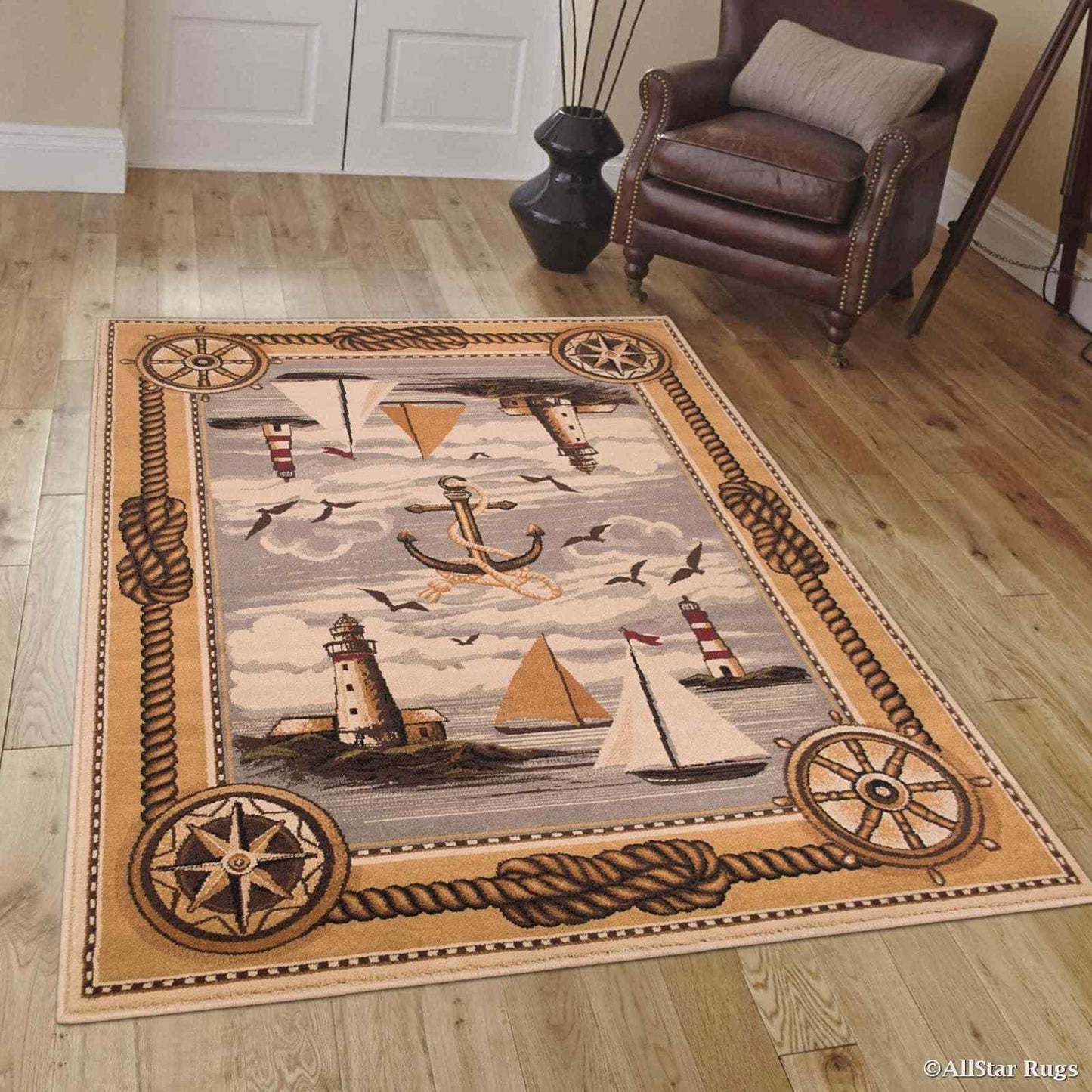 Anchor Sailboat Lighthouse CLA2709131R Rug