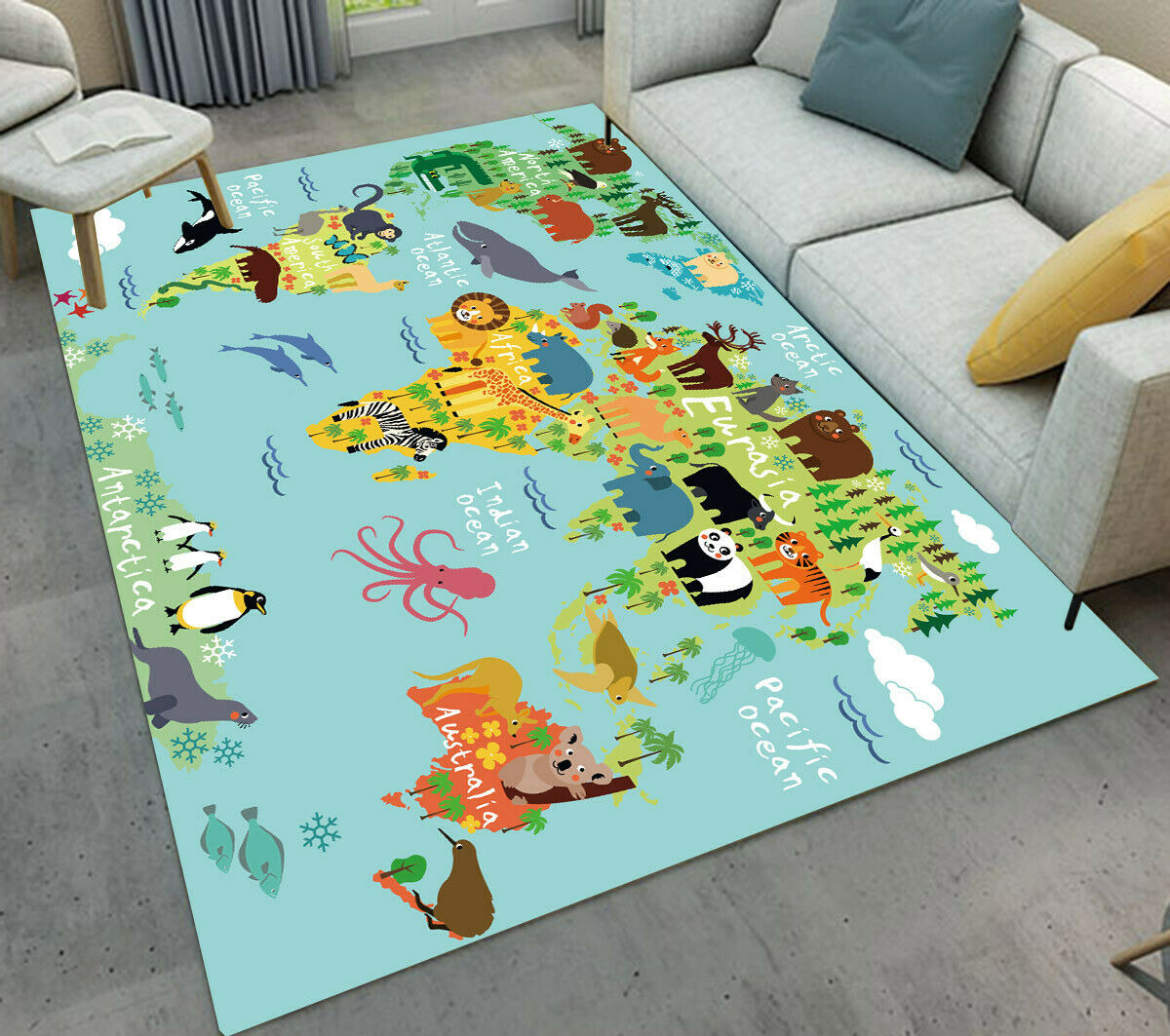 Animal World Map CL04100014MDR Rug