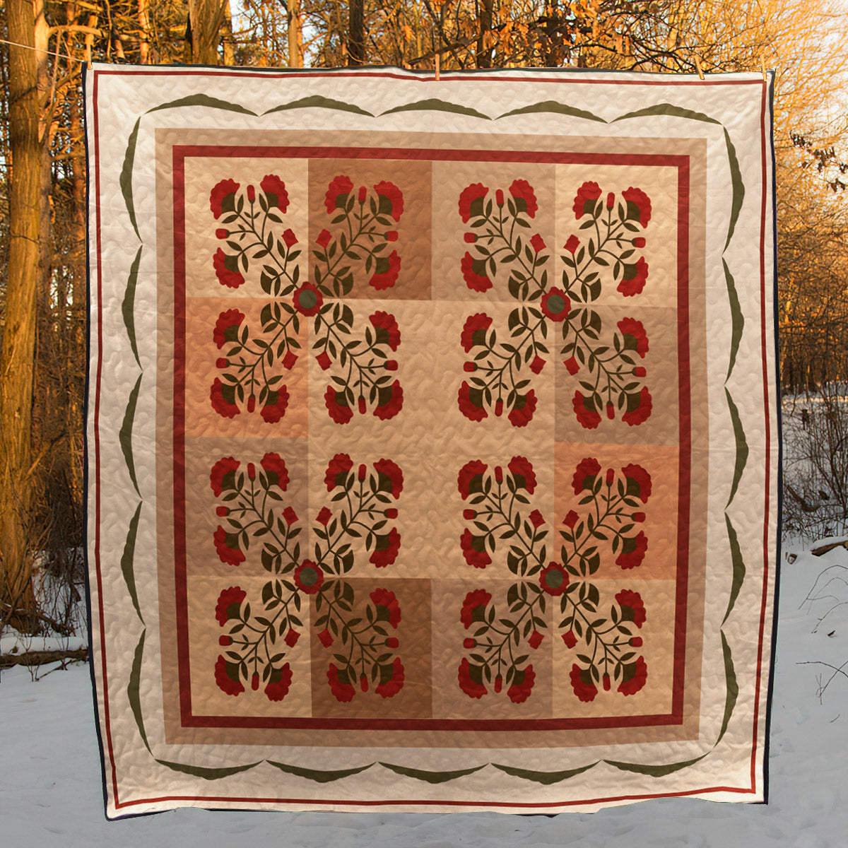 Antique Peony CLA2110009Q Quilt Blanket