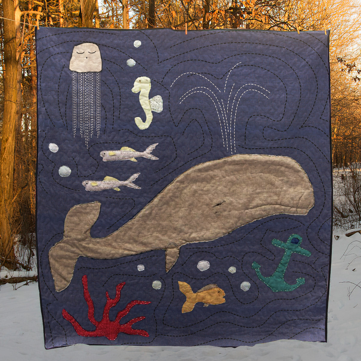 Aquatic Whale CLT2510010H Quilt Blanket