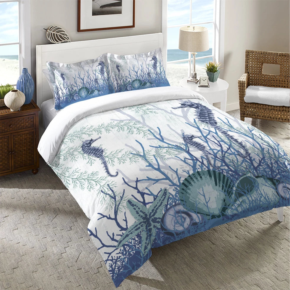 Aquatic Seahorses And Sea Shells CLA2609004B Bedding Sets