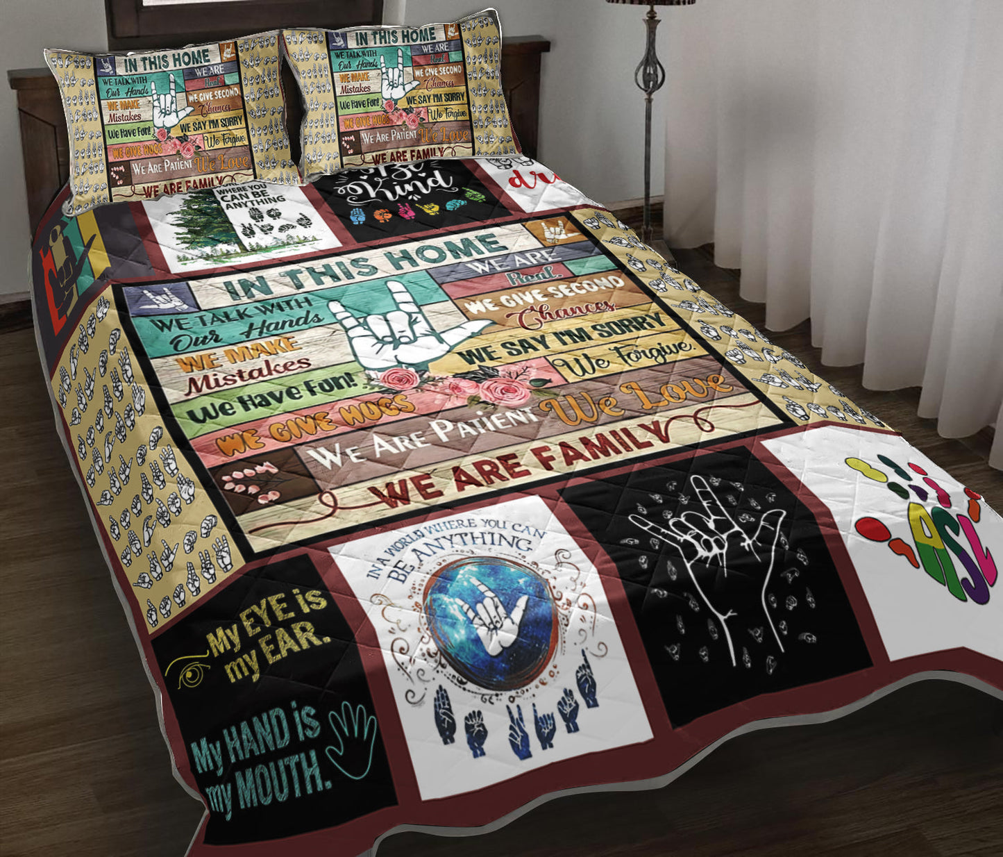 Asl Sign Language Quilt Bedding Sets TL200901