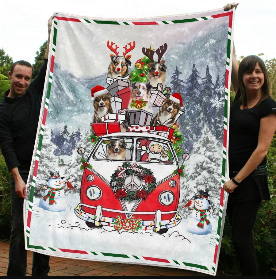 Australian Shepherd Christmas CLM3110035S Sherpa Fleece Blanket