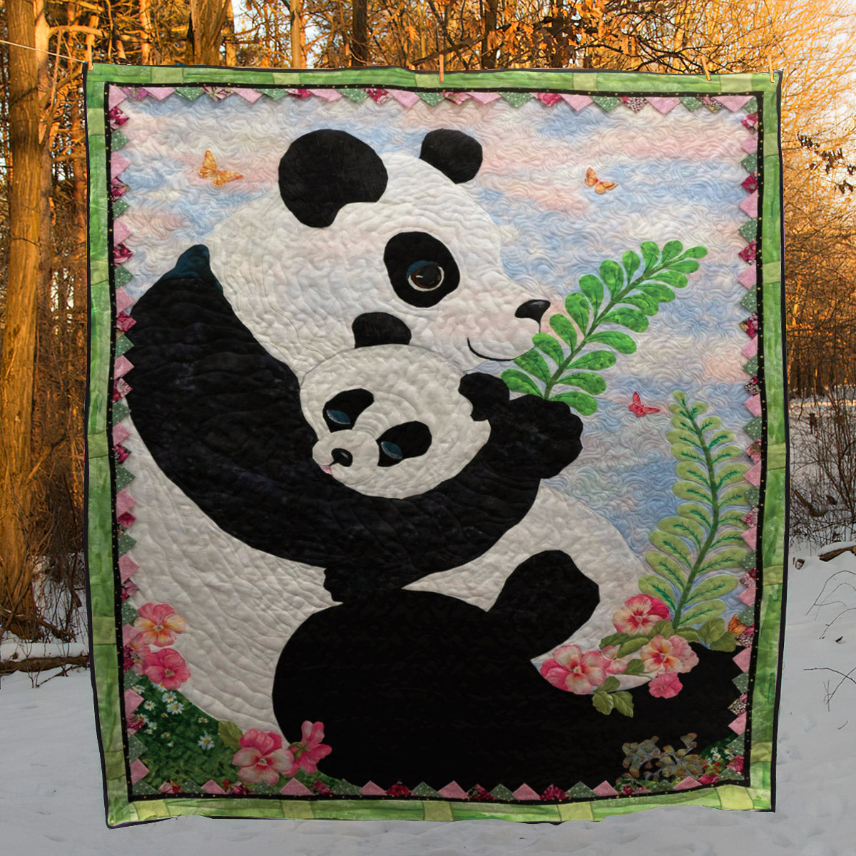 Baby And Mother Panda CLM030702 Quilt Blanket