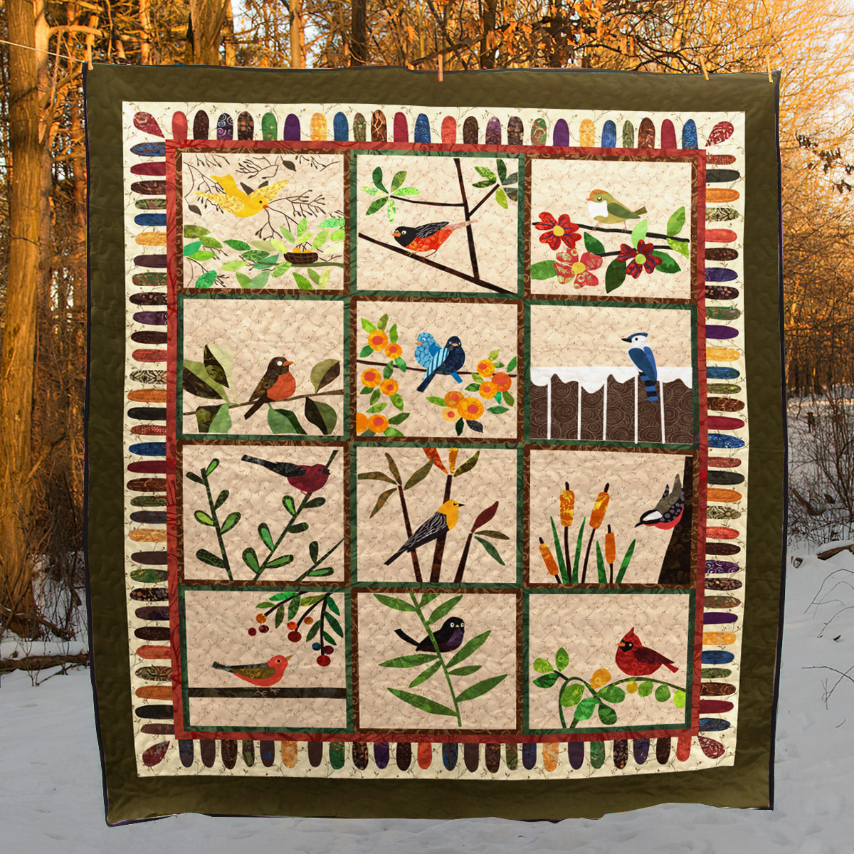 Backyard Birds CLA0710014Q Quilt Blanket