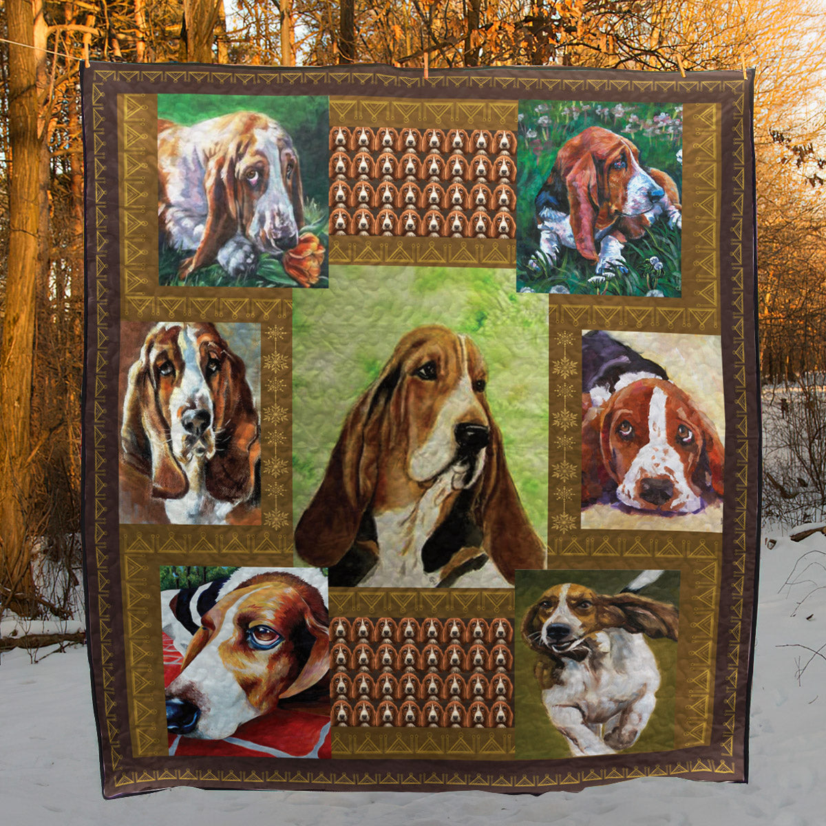 Basset Hound CL08110034MDQ Quilt Blanket